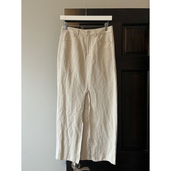 H&M Linen-Blend Midi Skirt Size 6 – Lightweight Breathable Summer Essential - Picture 2 of 13